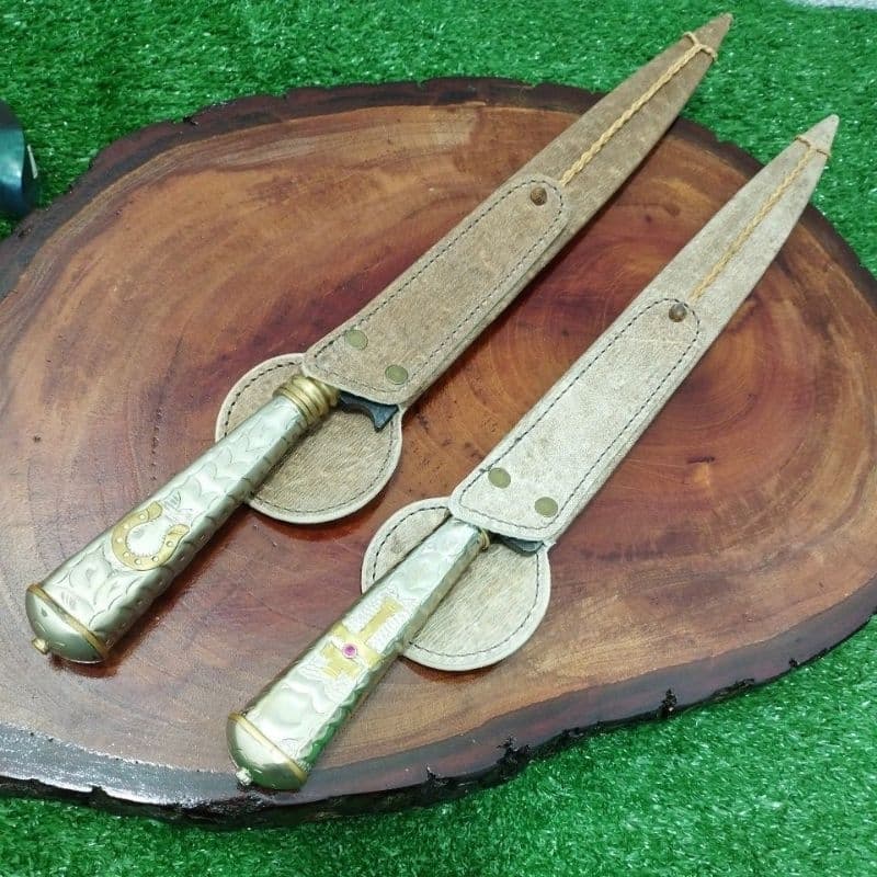 Faca javalizeira 12 " cabo alpaca luxo bainha couro