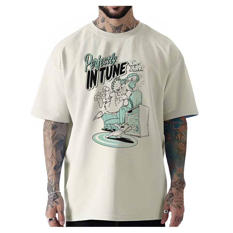 Camiseta Oversized off White Tom & Jerry unissex