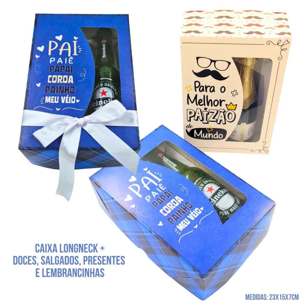10 Caixas Long Neck para 6 ou 12 doces - Berço Regulável - Especial Dia dos Pais