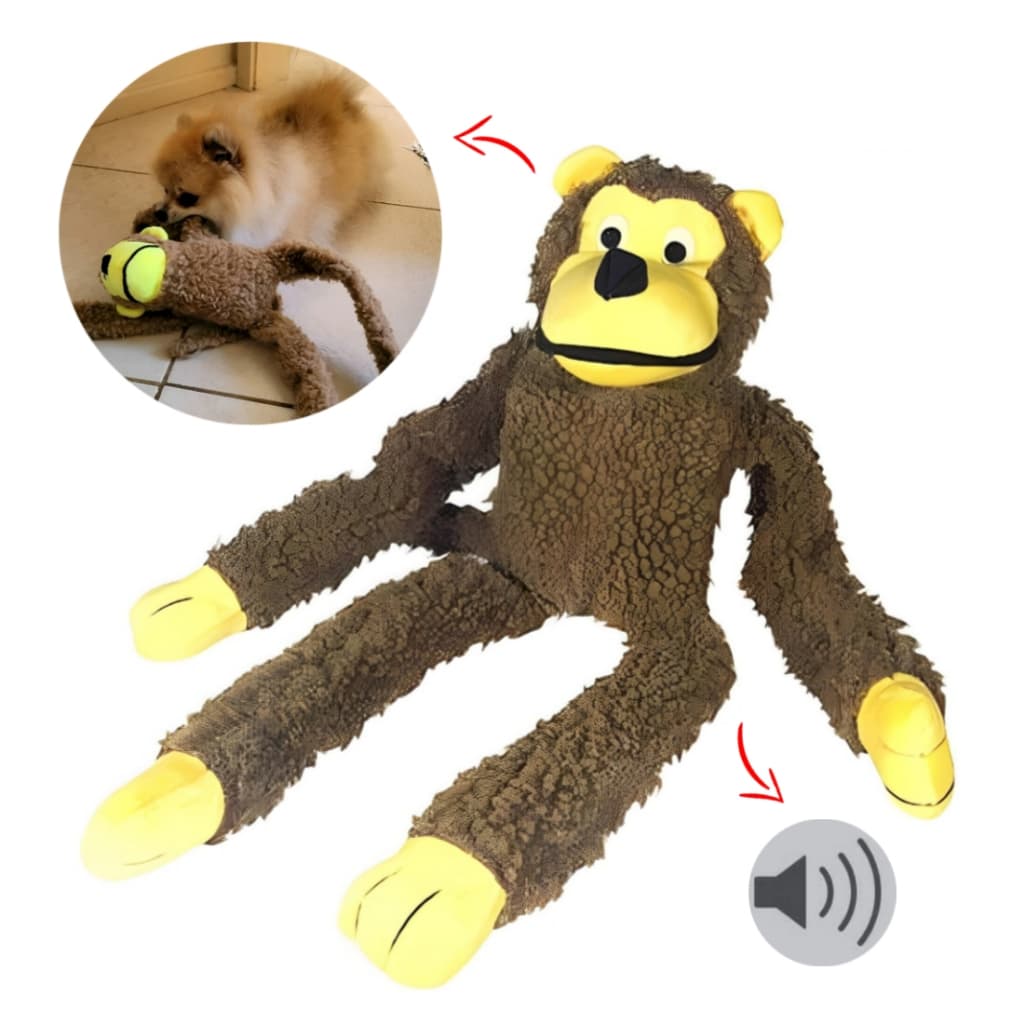 Macaco De Pelúcia Brinquedo Pet Com Apito Para Cães Pequenos E Grandes