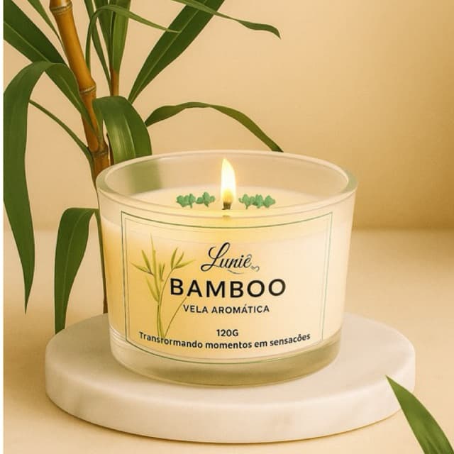 Vela Aromática Bamboo 120g Premium | Relaxante, Decorativa e Presente Perfeito