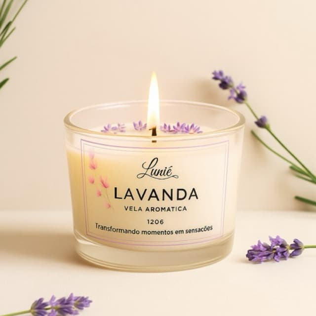 Vela Aromática Lavanda 120g Premium | Relaxante, Decorativa e Presente Perfeito