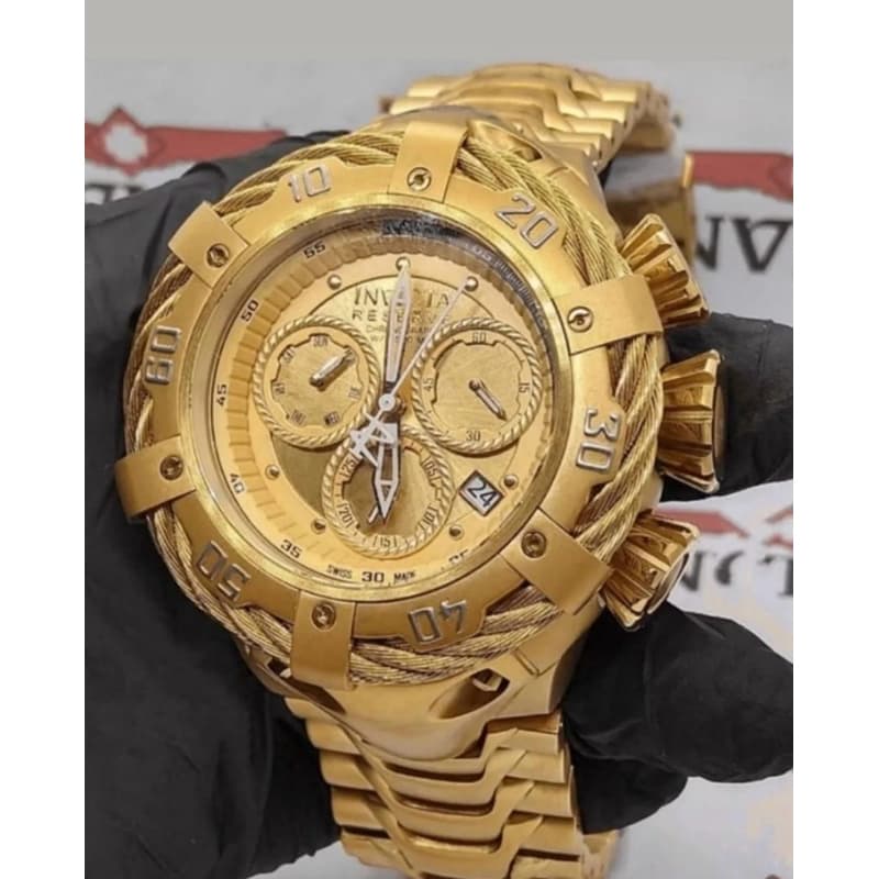 Relógio invicta thuntherbolt banhado a ouro os top funcional a prova