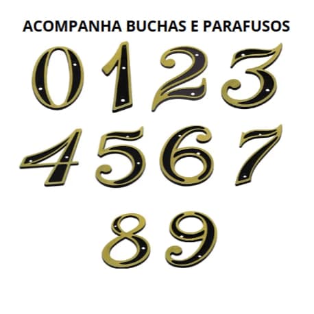 Número Residencial em PVC Colonial – Preto ou Dourado | Unidades de 0 a 9