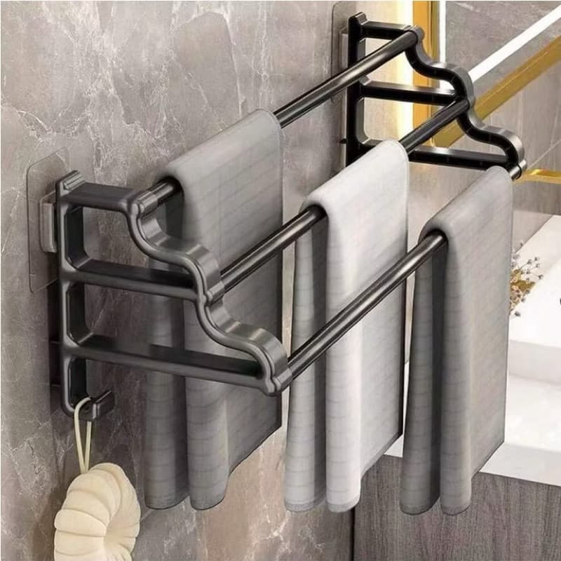 Suporte Toalheiro Porta Toalha Banheiro 3 Camadas Adesivo Sem Furos 50-80cm