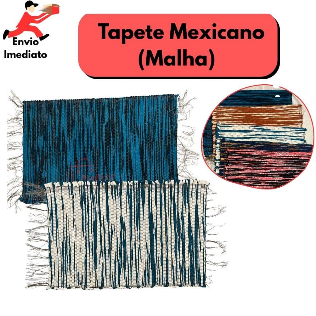 Tapete Mexicano Malha Decorativo Feito Tira de Rama Colorido Para Cozinha Banheiros Entradas