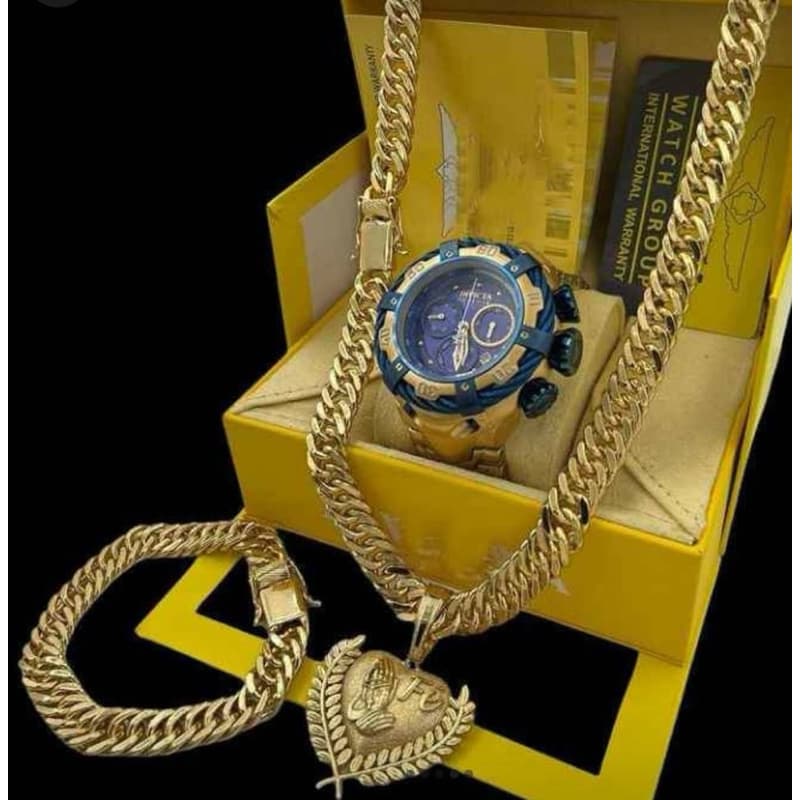Relógio invicta thuntherbolt banhado a ouro os top funcional a prova