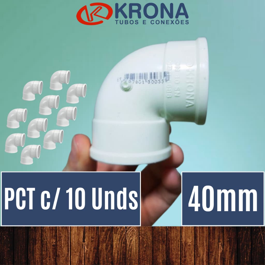 PCTs Joelho 40mm Cotovelo Esgoto branco 90 graus - Krona