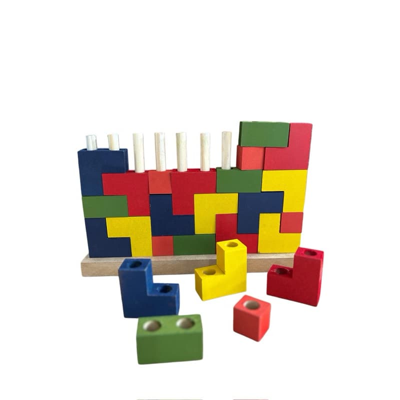 BRINQUEDO EDUCATIVO PEDAGÓGICO - BLOCOS DE ENCAIXE EM MADEIRA