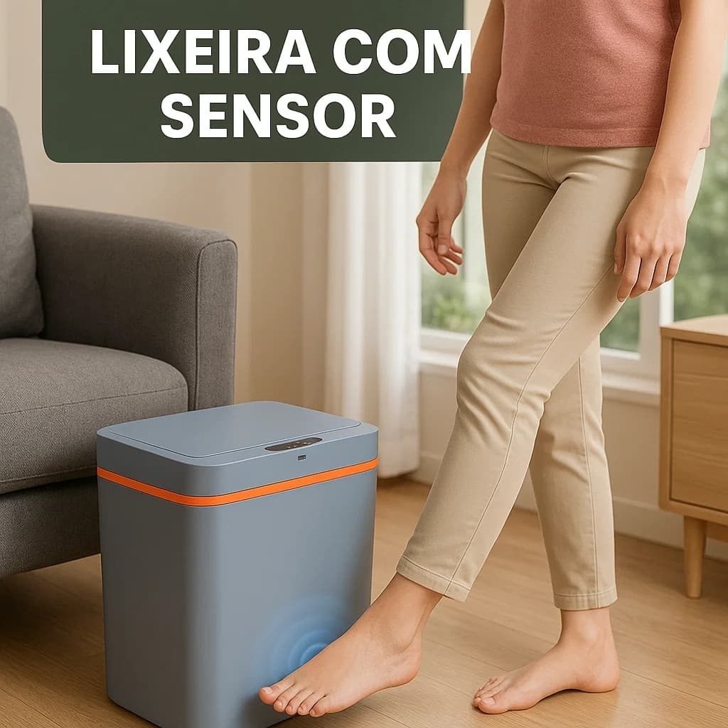 Lixeira de Sensor de Presença Inteligente Recarregável 12 Litros Cozinha Plástico Cor Sortida