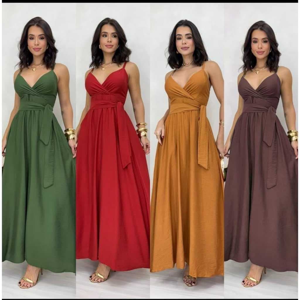 Vestido traspassado Alcinha ajustável Com bolço elegante