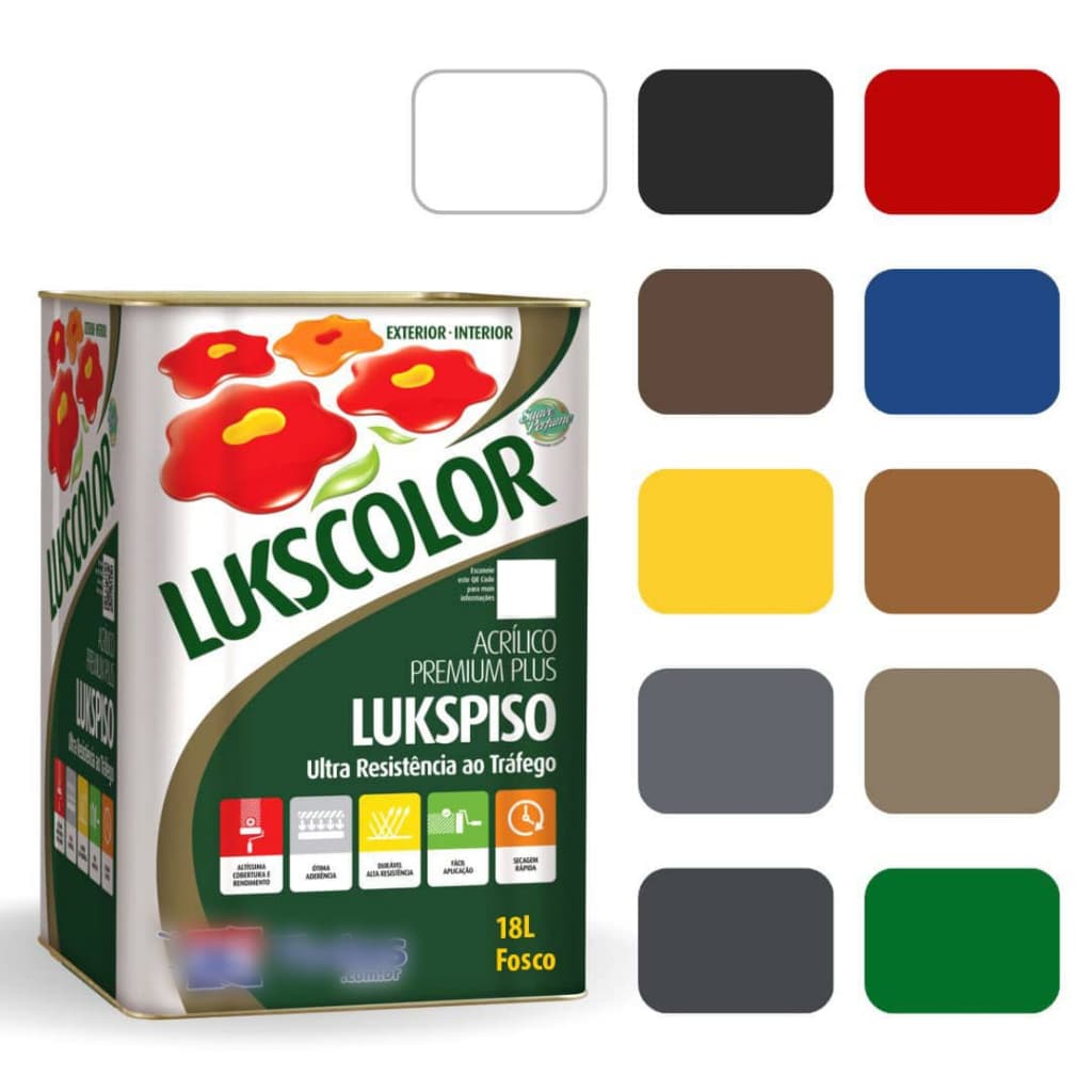 Tinta Piso Lukspiso Super Lávavel 18L Chão Estacionamento Quadra Parede Fachadas