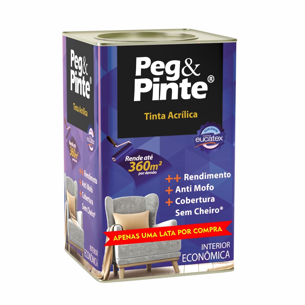 Tinta Acrilica Peg Pinte Antimofo 18L Parede Super Promoção Varias Cores