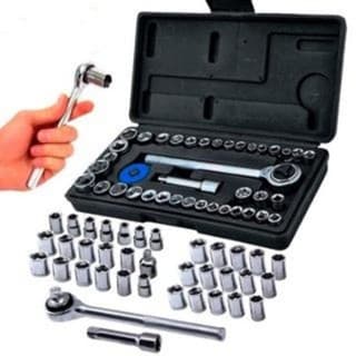 46 Peças Maleta Completa Linha Premium Kit Chaves Jogo Catraca Reversível Com Soquetes