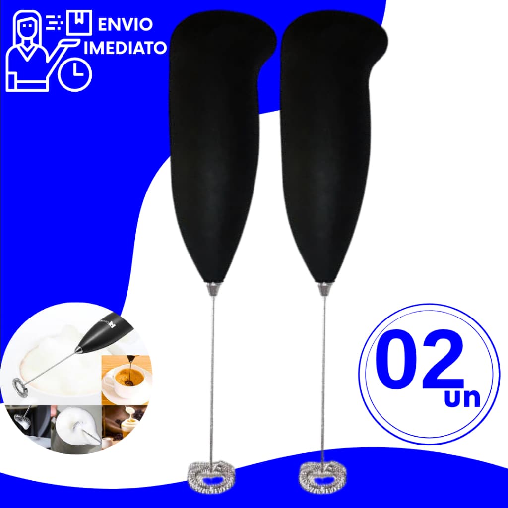 Kit Mini Mixer Misturador Portátil Elétrico Sem Fio para Bater Bebidas Frias e Quentes em Aço Inox