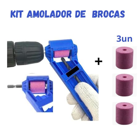 Kit Afiador Amolador de Brocas Profissional Qualidade +3 Rebolo (Refil )