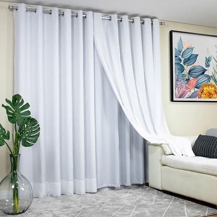 Cortina Gaze de Linho com Blackout 70% Vedação em tecido Luxo para Varão Simples