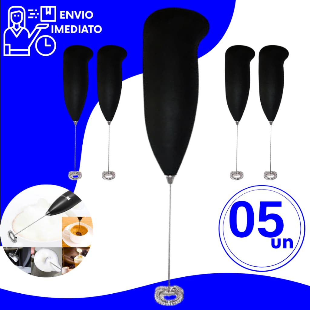 Kit Mixer Mexedor Misturador de Bebidas Elétrico Sem Fio para Bater Bebidas Frias e Quentes Inox