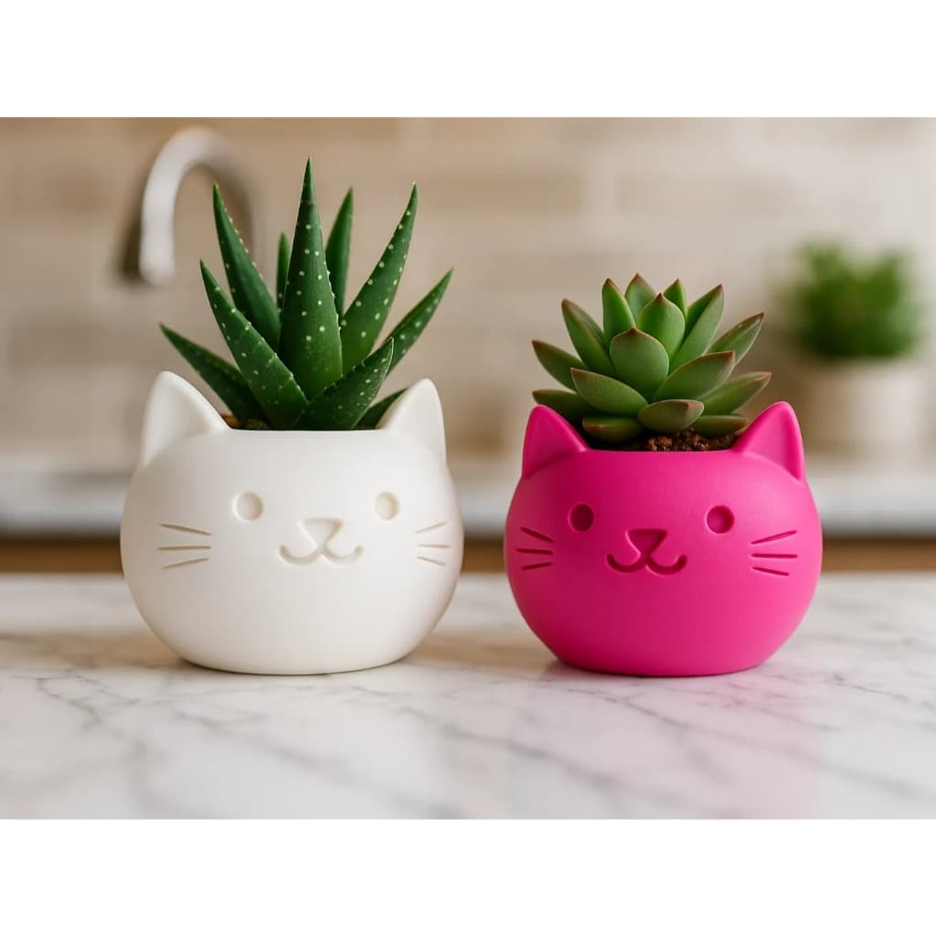 Vaso Gatinho Cachepot Fofo Para Suculenta Pequeno Decoração Plástico Presente Criativo Pet Lover Divertido Escritório
