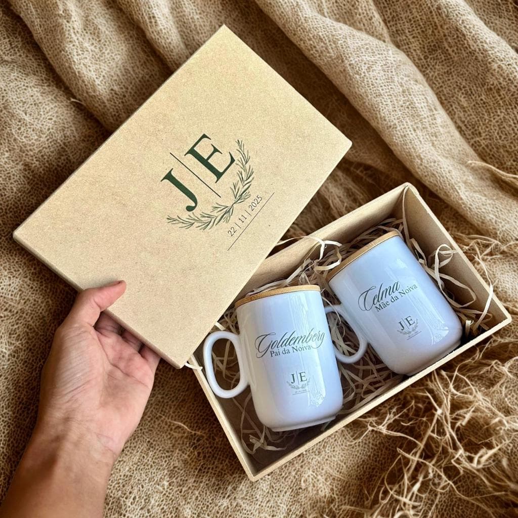 ENVIO EM 24h Kit Personalizado Para Padrinhos Ou Pais Casamento Luxo Com Tampa Bambu