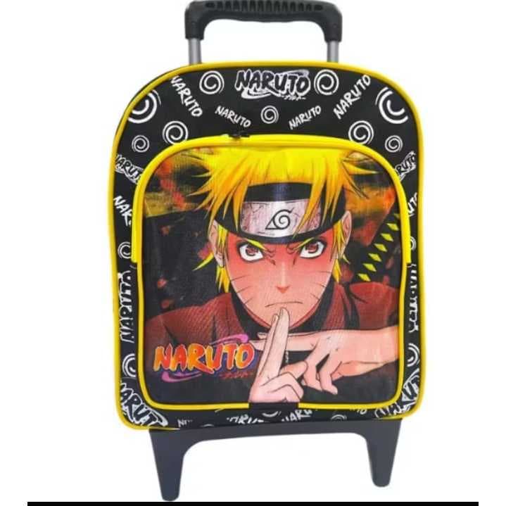 mochila pre-escolar con rodinhas de silicone bolsa infantil para creche menino(naruto)