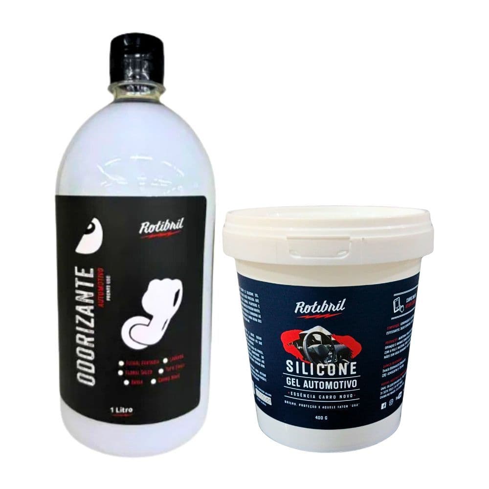 Aromatizante Odorizante  1L e Silicone Automotivo 400g Rotibril Cheiro de Carro Novo
