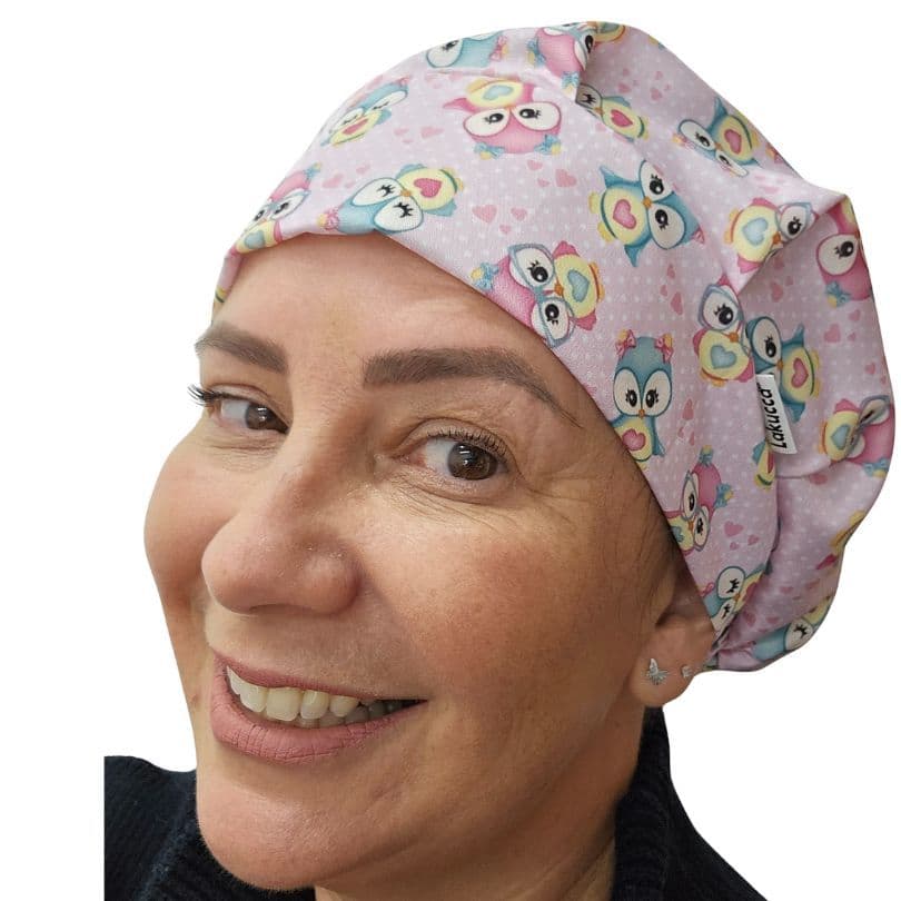touca de cozinha feminino personalizada gorro para Gastronomia Coruja