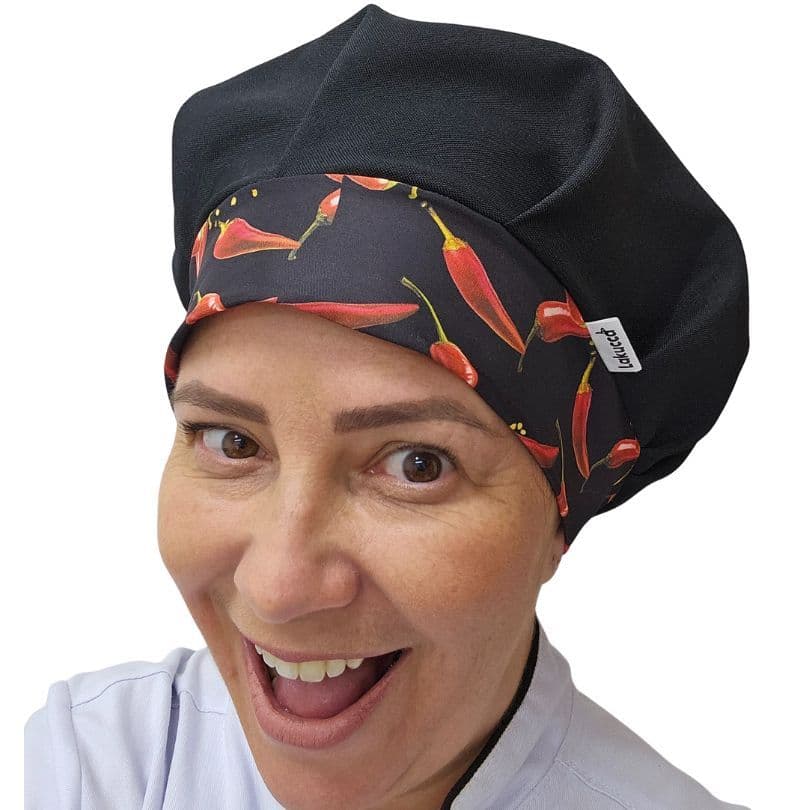 touca de cozinha unissex personalizada gorro para Gastronomia Pimenta Vermelha