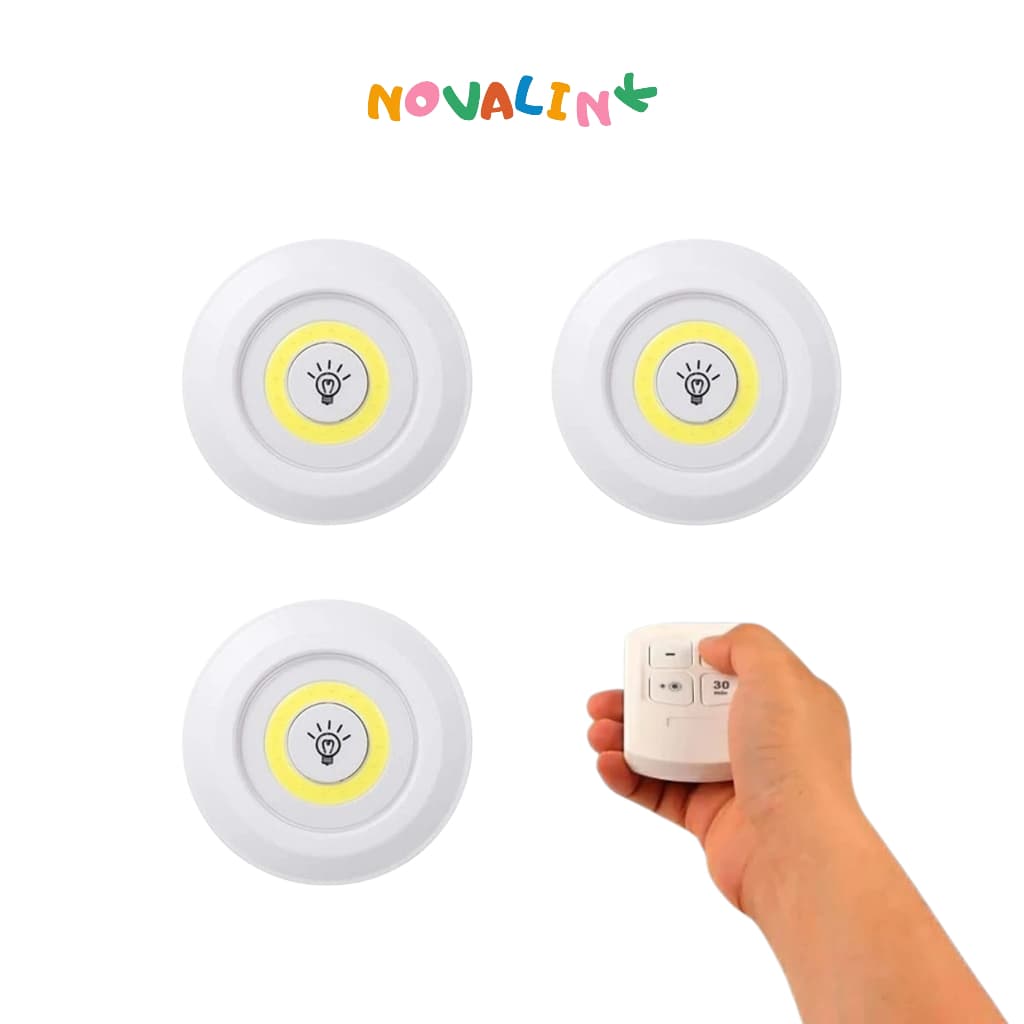 Kit 3 Lâmpadas Led Spot Sem Fio Controle Remoto Luminária Sem Fio