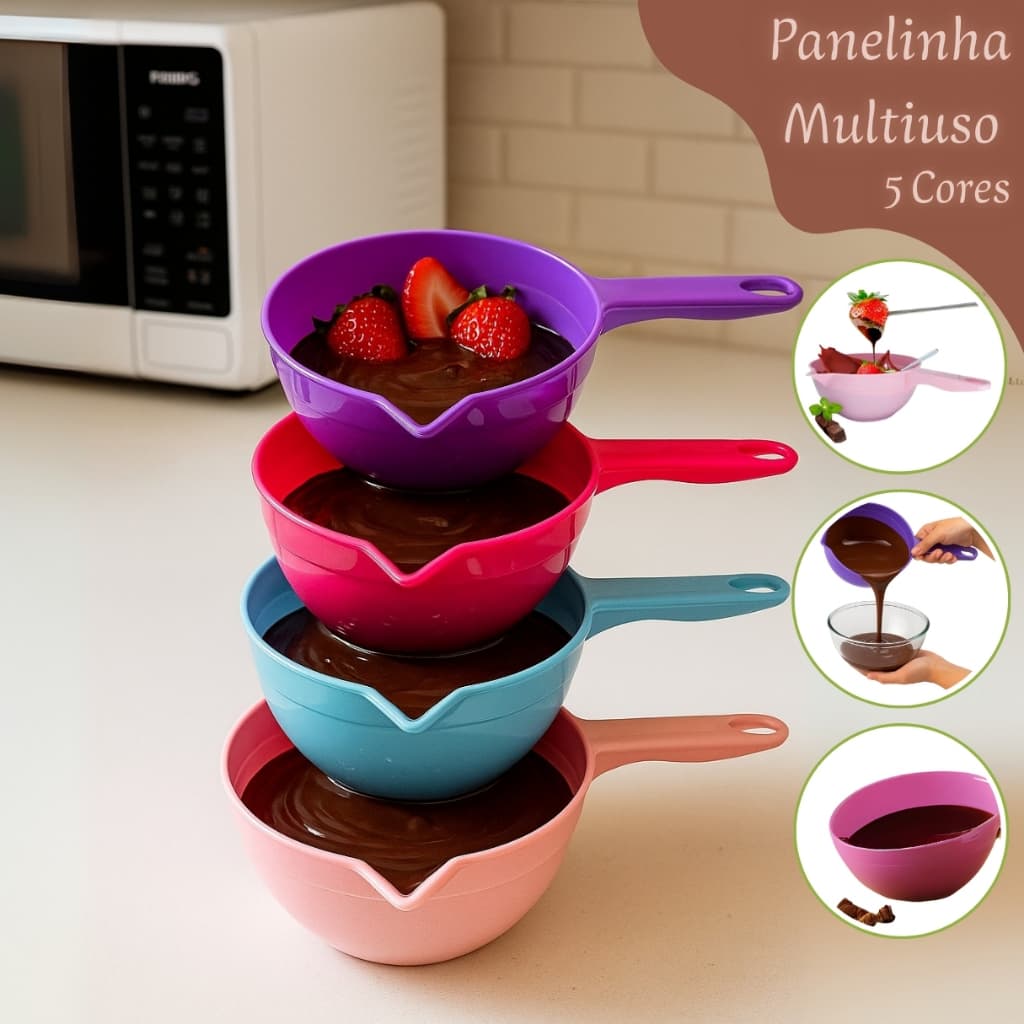Panelinha Multiuso Para Doces Derretedeira Confeitaria 850ml Varias Cores