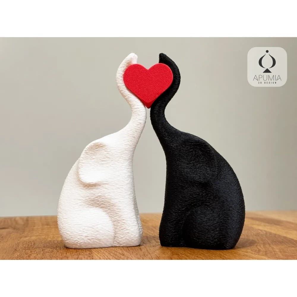 🐘❤️ Escultura Elefantes do Amor em 3D – Decoração Romântica Moderna