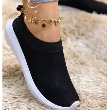 Tenis Meia Feminino Slip On Leve e Flexivel-Sapato Calça Facil Bom Para o Dia a Dia