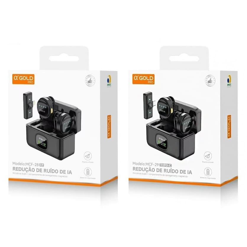 Microfone De Lapela Sem Fio Profissional Microfone Duplo Para Lightning/Tipo-C MCF-28/MCF-29 Redução De Ruído De IA