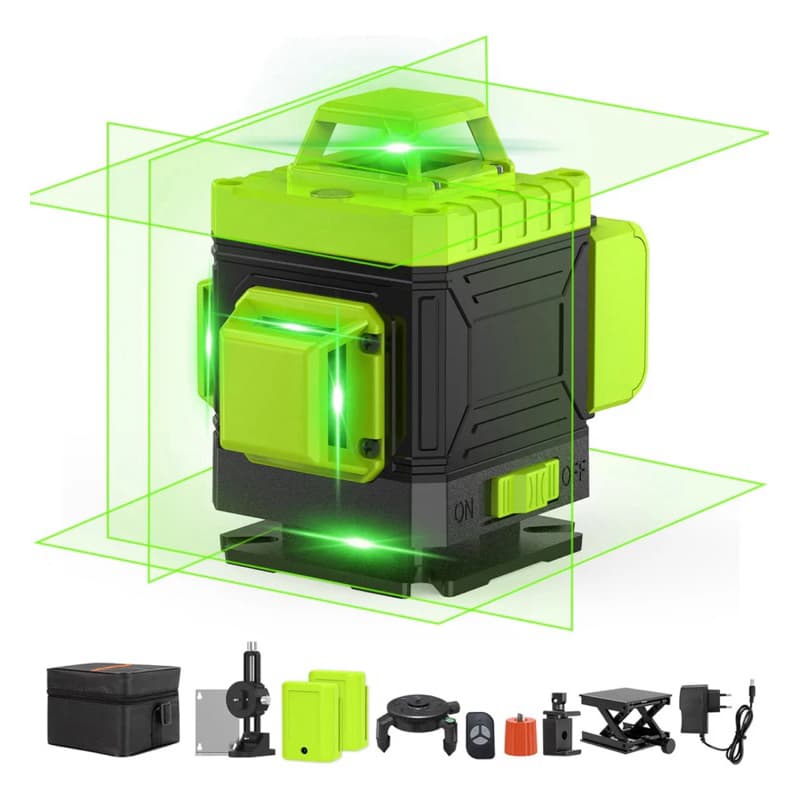 Laser Nivelador 16 Linhas 4D 360° Verde, Nível a Laser Profissional Autonivelante, Controle Remoto, recarregável