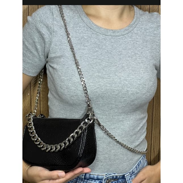 Bolsa Tiracolo pequena Bolsas de ombro femininas de  com fecho de zíper e decoração de corrente sob o braço