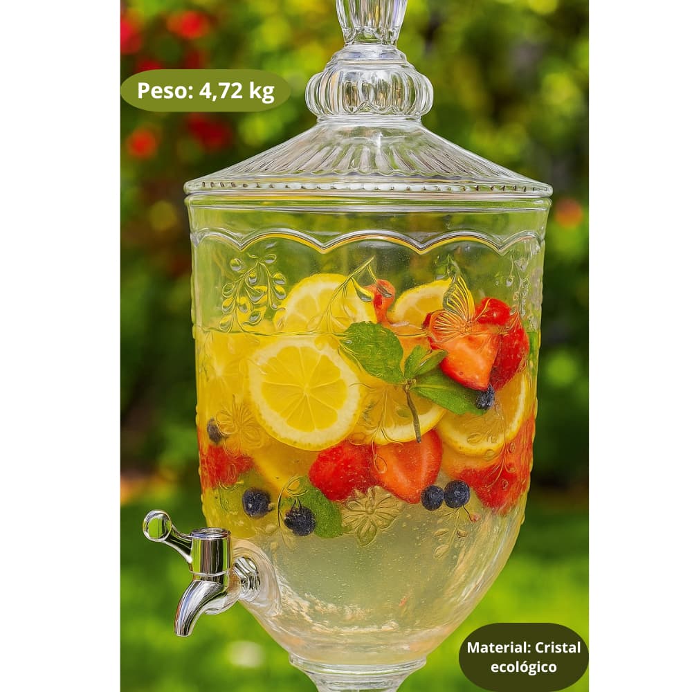 Suqueira de Vidro Dispenser  com Torneira Diamond Cristal, Água Ou Bebida -  Lyor