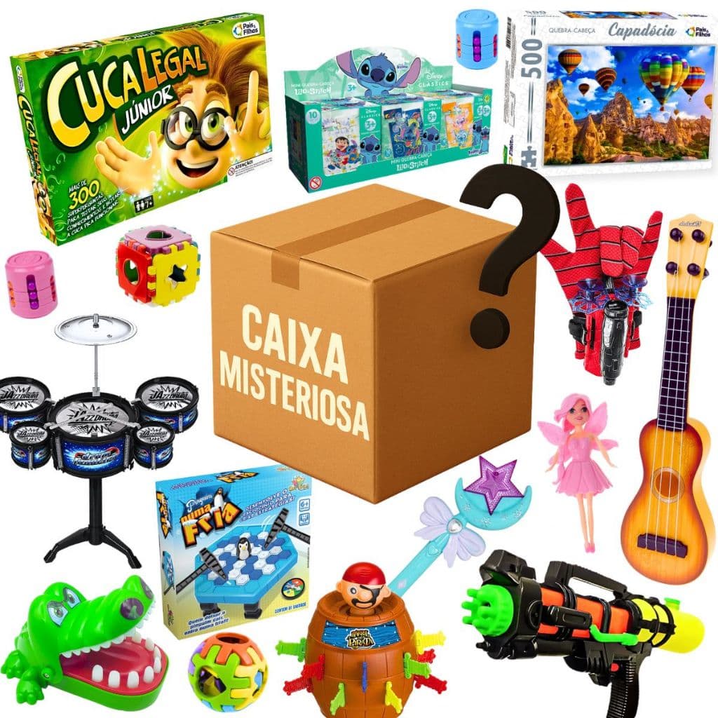 Kit caixa misteriosa jogos tabuleiro mix brinquedos educativos mystery box blind surpresa infantil