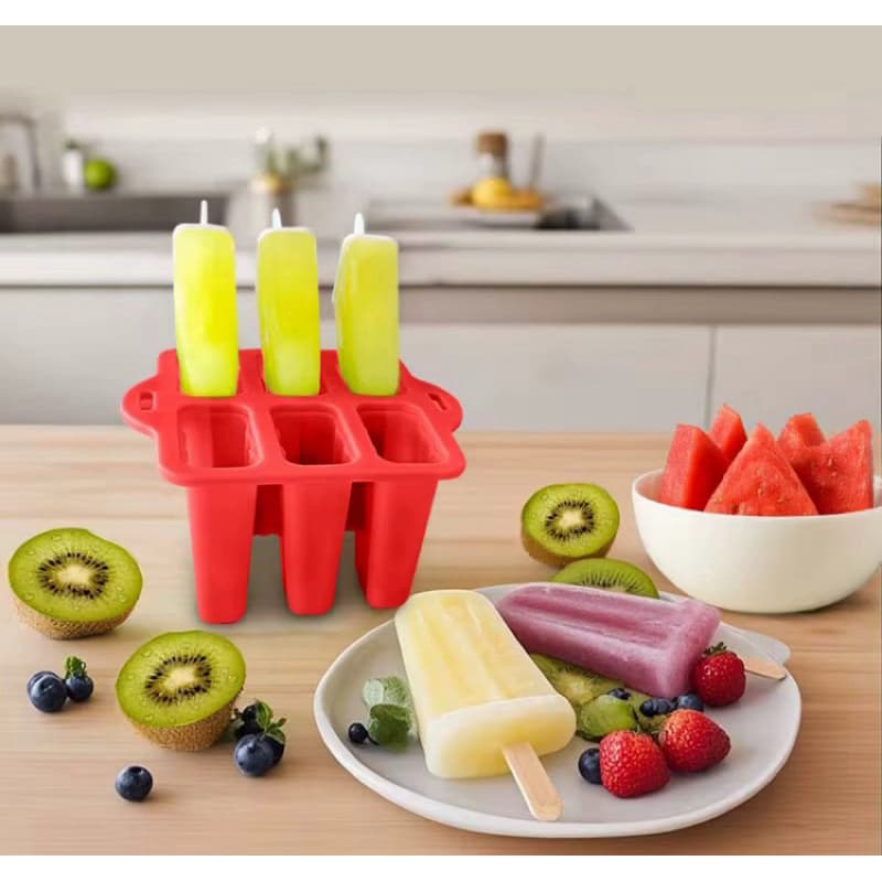Forma Silicone Para Picolé De Silicone 6 Lugare