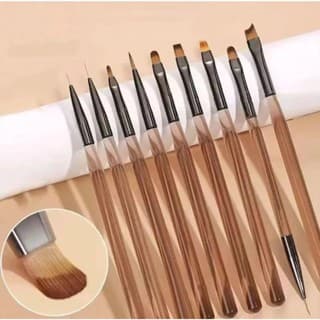 kit 9 Pincéis Para Arte De Unhas , Conjunto De Ferramentas Desenho De Polimento De Gel