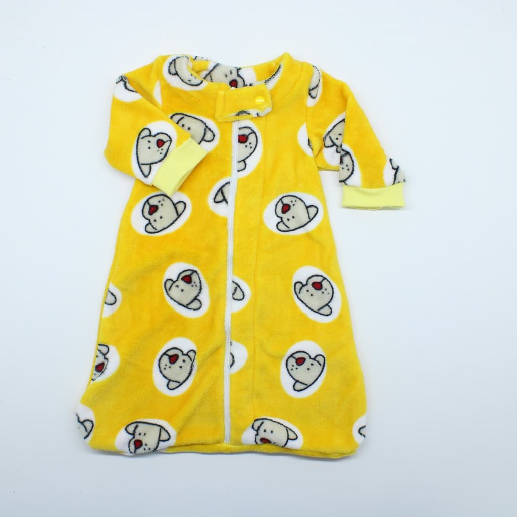 Saco de Dormir Bebê Prematuro em Fleece Amarelo Cachorrinho