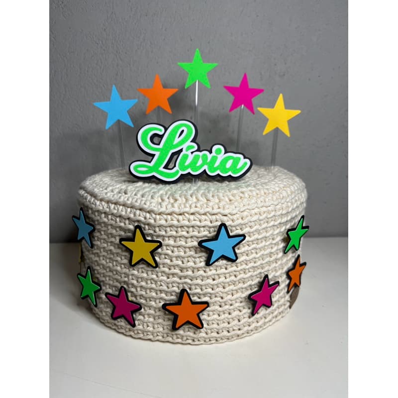 Topo de Bolo NEON balada personalizado com nome e idade