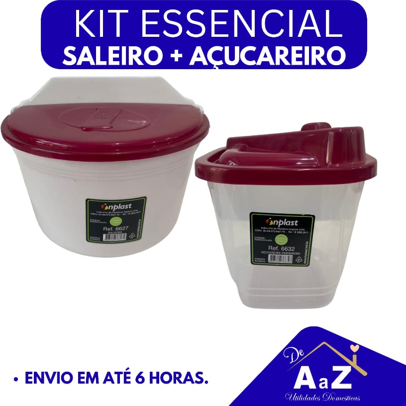 KIT SALEIRO PARA COZINHA E AÇUCAREIRO FARINHEIRO INPLAST