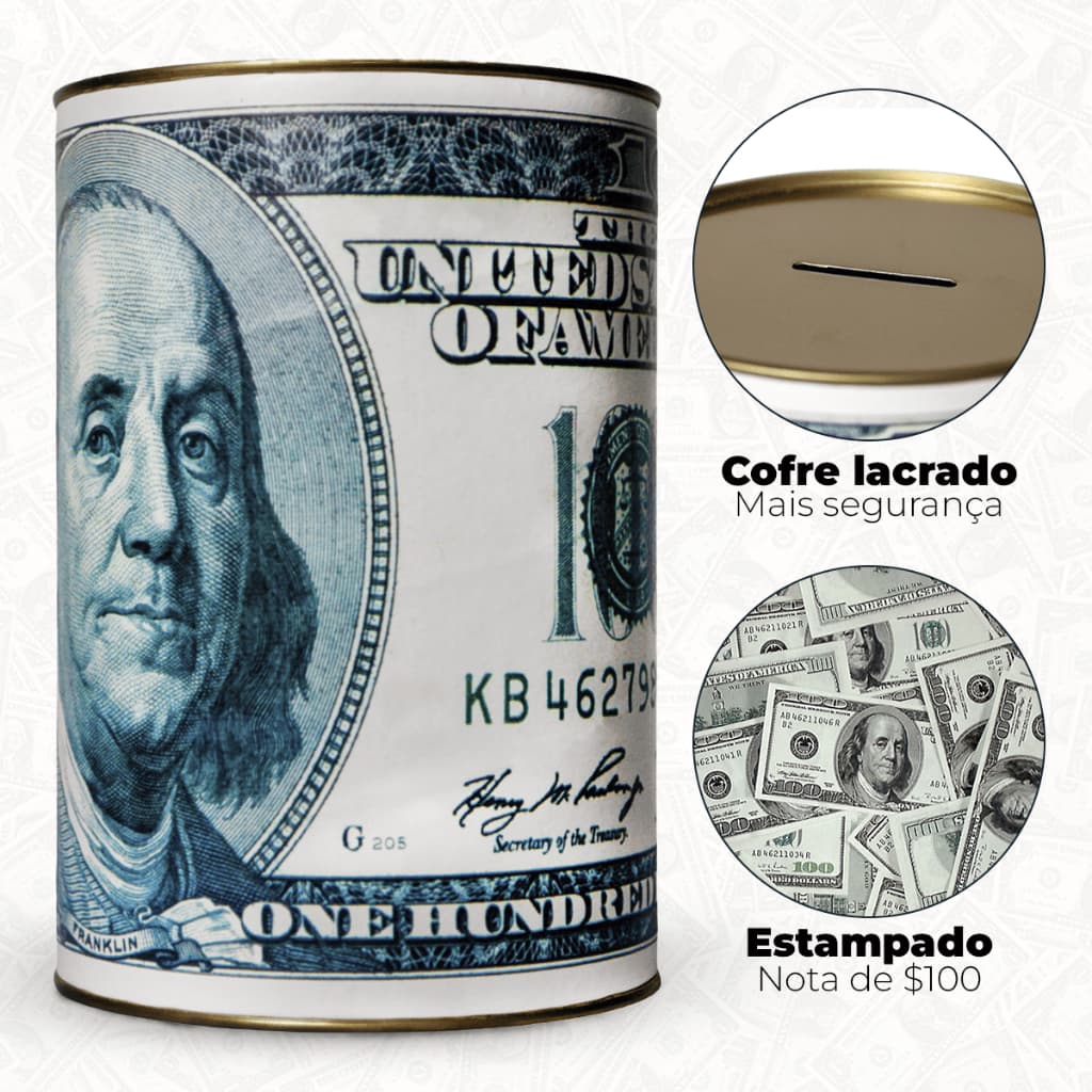 Cofrinho Cofre Exclusivo Personalizado Dóllar Unid 14.5cm EUA