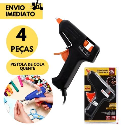 Kit 4 Pistola de Cola Quente 20W Artesanato Papel EVA Rápida Reparos Fácil Uso Bico Fino