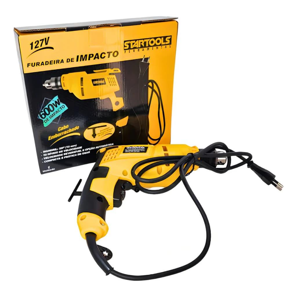 Furadeira De Impacto Startools 600w Com Chave Mandril