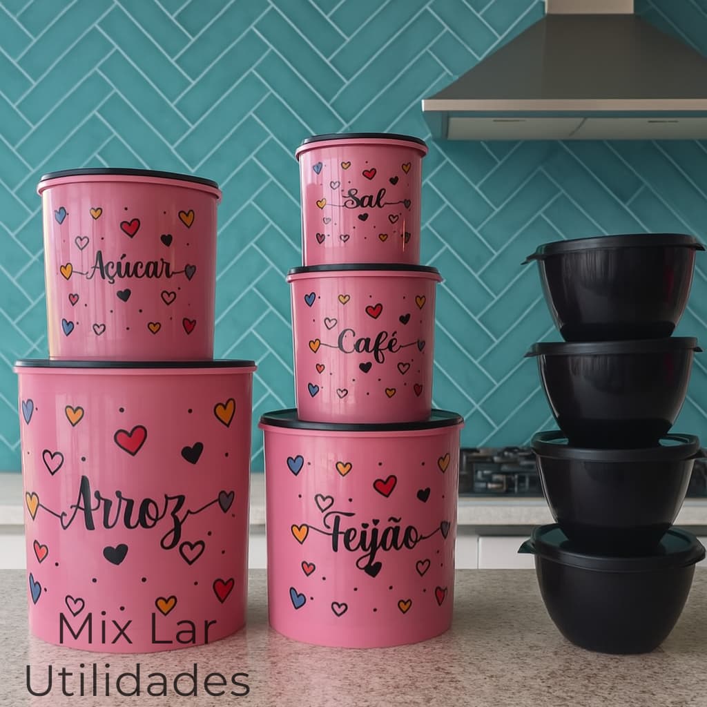 Kit de potes para mantimentos de cozinha com 9 Peças