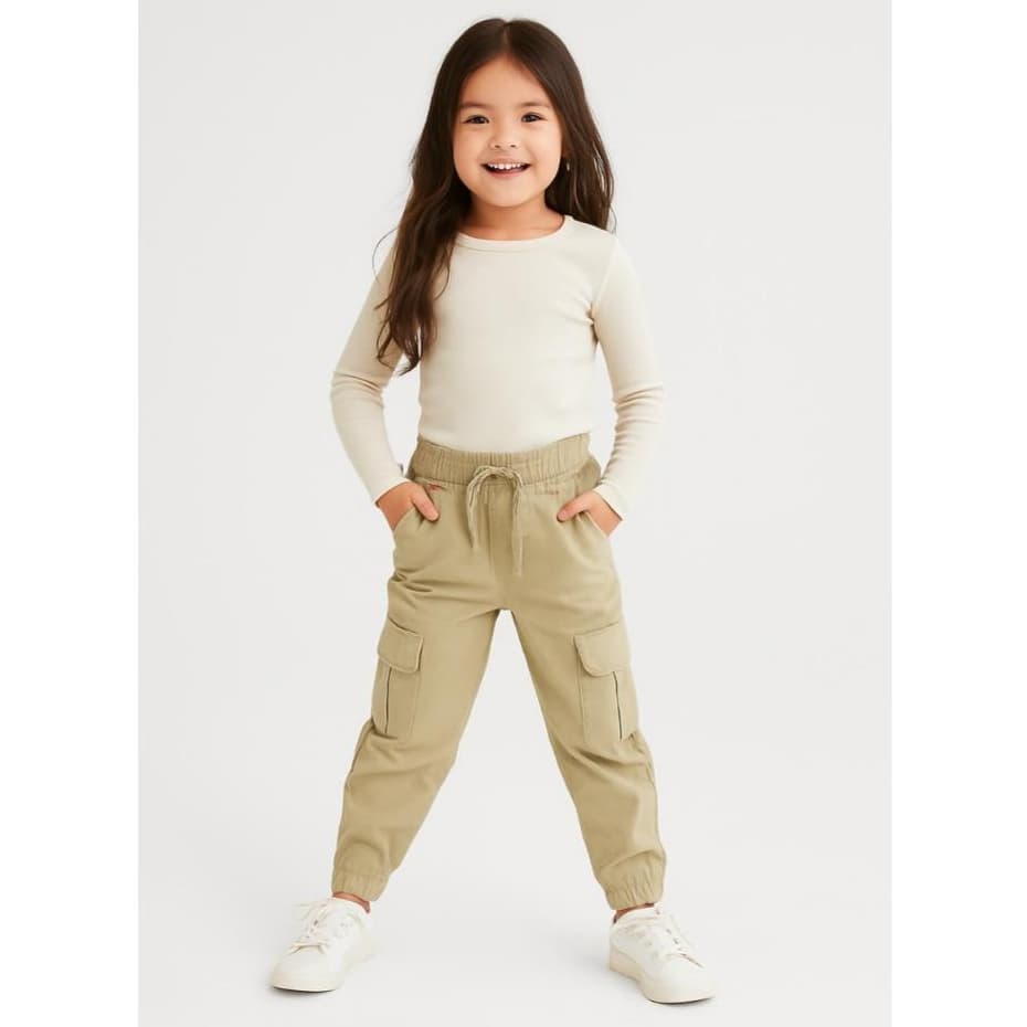 Calça Jeans Cargo elástico feminina infantil jogger menina bolsos juvenil 4 a 16 anos