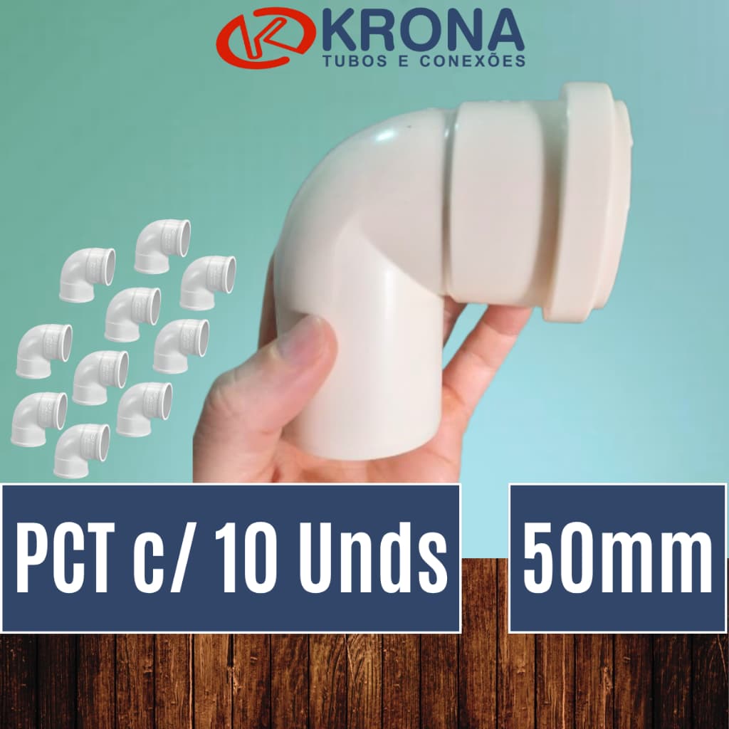PCTs Joelho cotovelo 50mm 90 graus branco esgoto - Krona