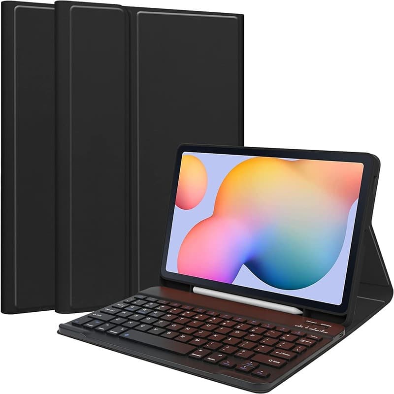 Kit2 Capa dobrável + teclado Bluetooth removível com tecla Ç para iPad 11ª geração A16/10ª/9ª, Air 11 M2 M3 Air7/Air6