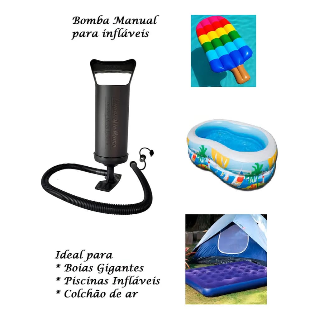 Bomba De Ar Manual Para Infláveis Serve Para Encher Boia Piscina Inflável Colchão De Ar